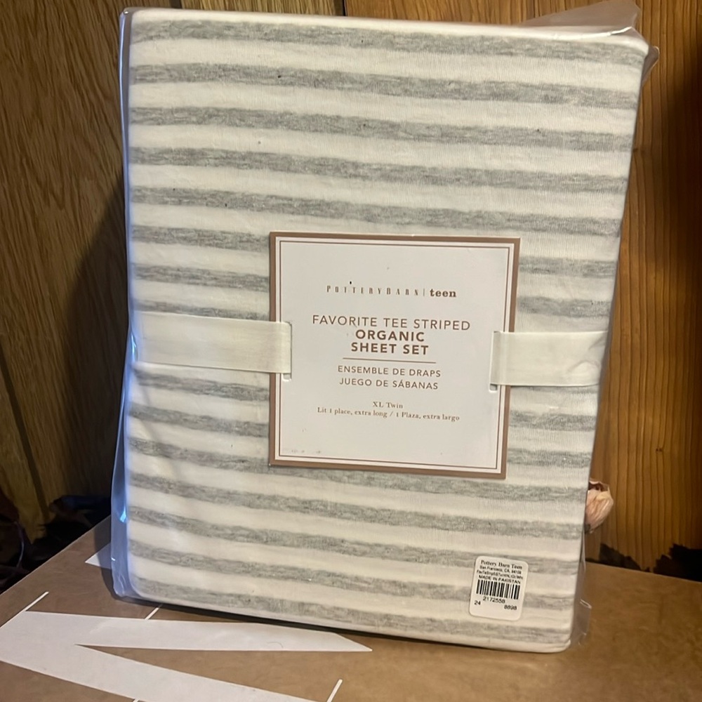 Pottery Barn Teen Favorite Tee Striped Organic Sheet Set XL TWIN